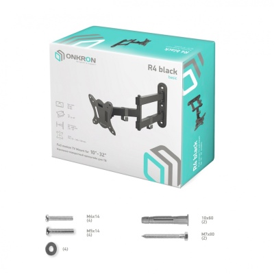 Кронштейн для телевизора Onkron R4 настенный, наклонно-поворотный, 10-32 дюйма, черный